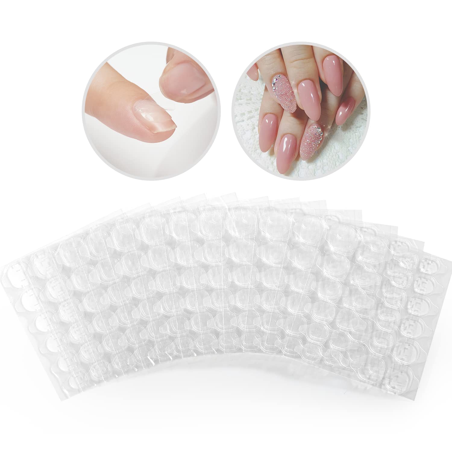 Nail Adhesive Tab Press On Nail Glue Sticker Double Side, 240 PCS 10 Sheets Waterproof Breathable Super Sticky Nails Tab for False Nail Tape Fake Nail Tips Clear Jelly Adhesive Nail Tab Glue
